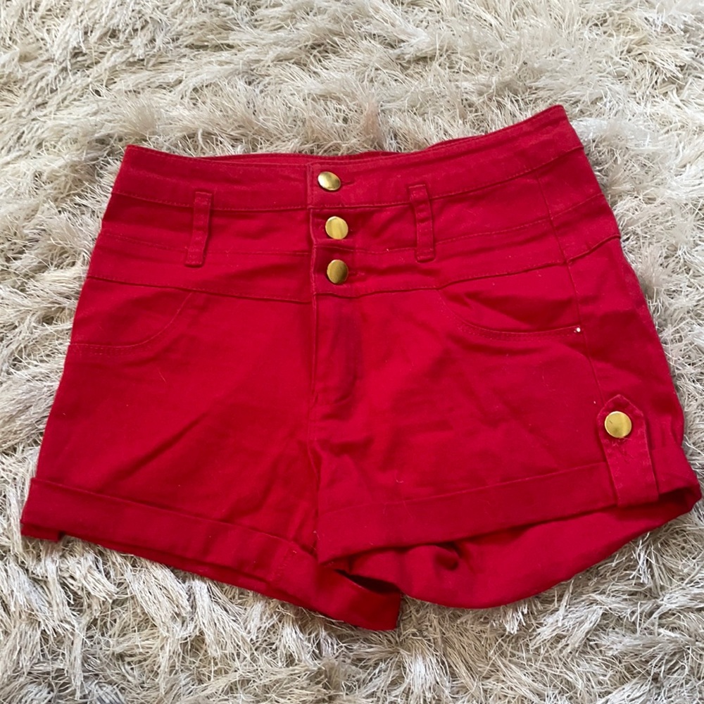 Red High Waisted Shorts